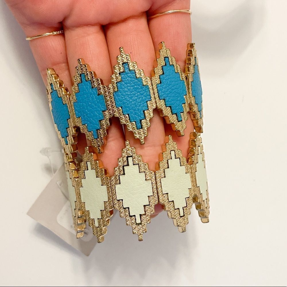 Lotof2 Goldleatherbraceletsnwt — image 2 of 3